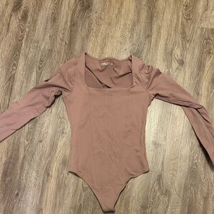 Abercrombie & Fitch beige Long Sleeve Square Neck Bodysuit